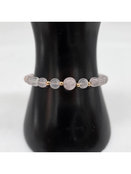 Unbranded Jewelry - Rose Quartz Bracelet Gold Tone Beads With Lobster Clasp Closure